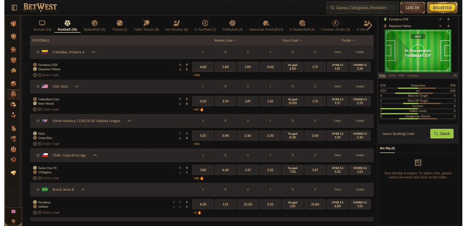 Betting sports — Betwest Casino
