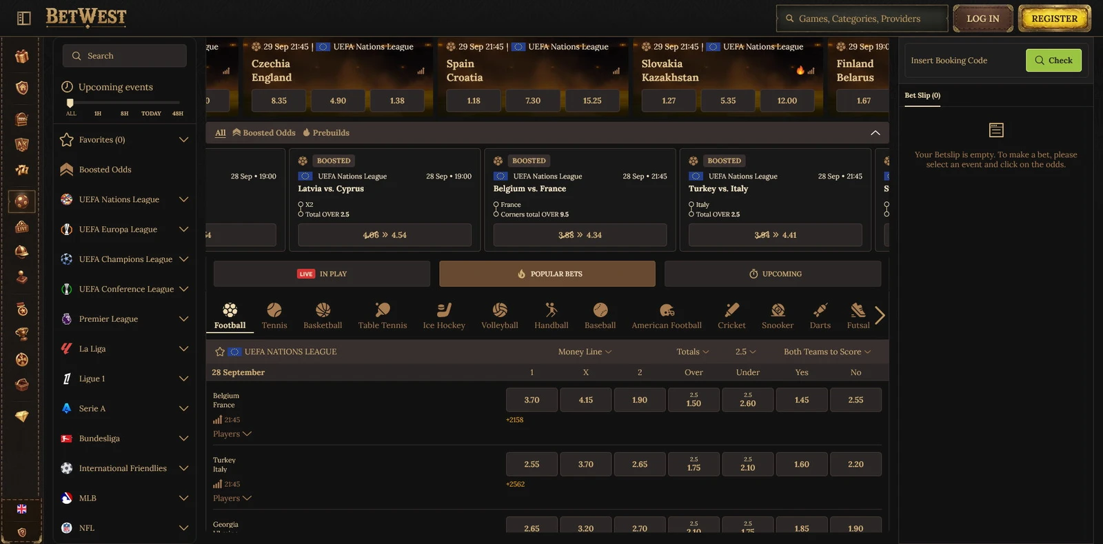 Sports betting — Betwest Casino